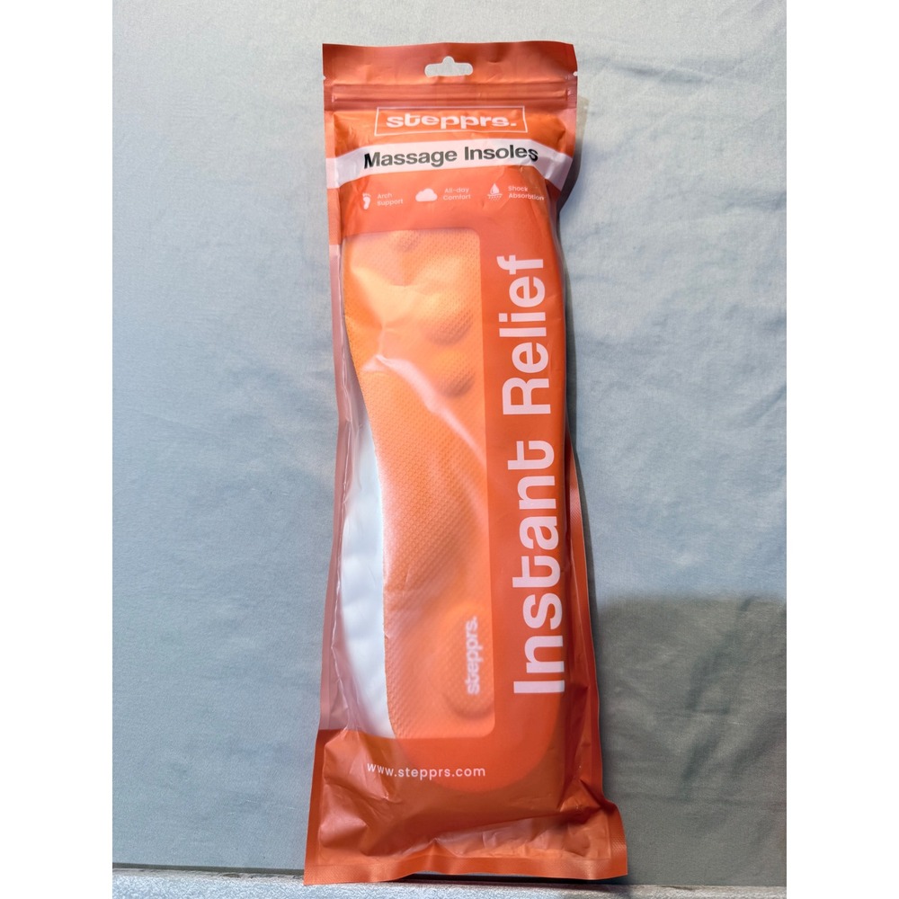 Stepprs‎ Massage Insoles Orange Arch Support Shock Absorption Mens 12 Womens 13